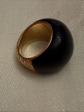 Coach Black Dome Ring with Gold tone size 8 -